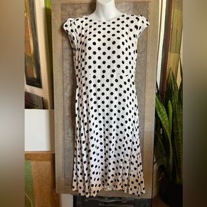 LOFT Polkadot Cap Sleeve Dress - 8p